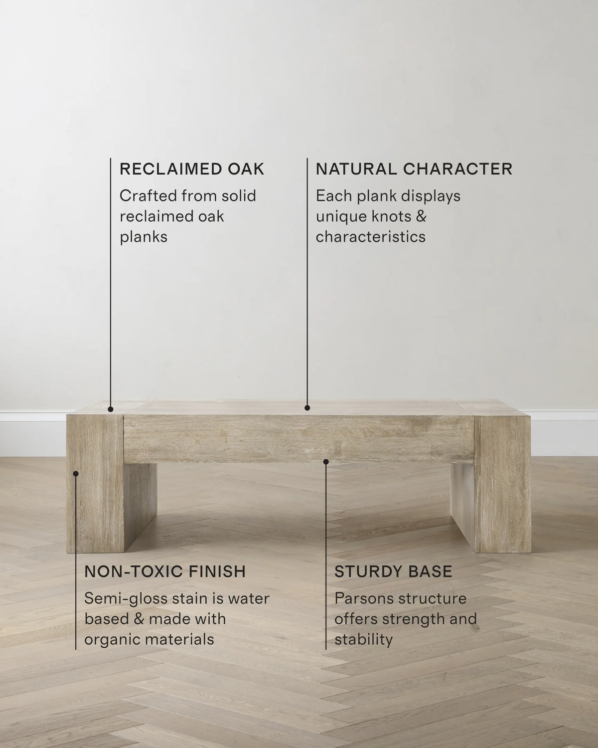 Reclaimed Oak Waterfall Coffee Table - 60" / Weathered Oak