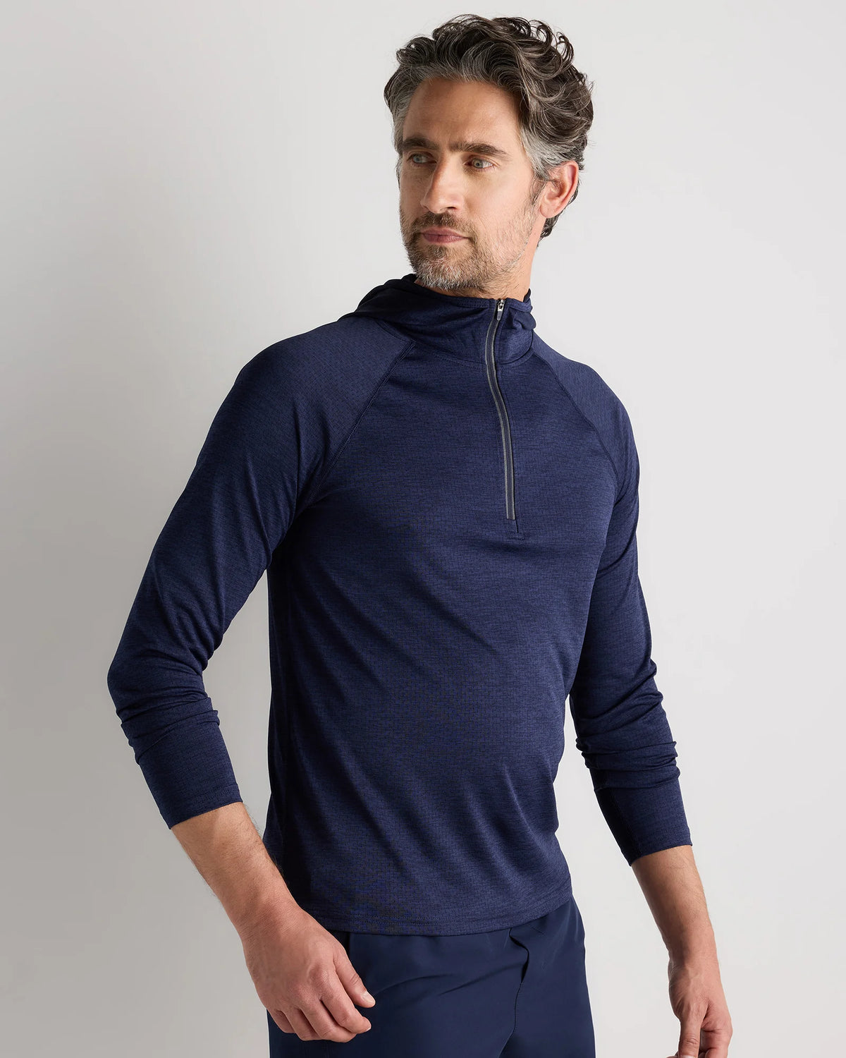 Mesh Performance Training Quarter Zip Hoodie - S / Heather Grey