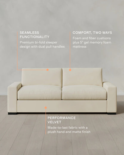 Stillman Sleeper Sofa in Performance Velvet - Queen / Java