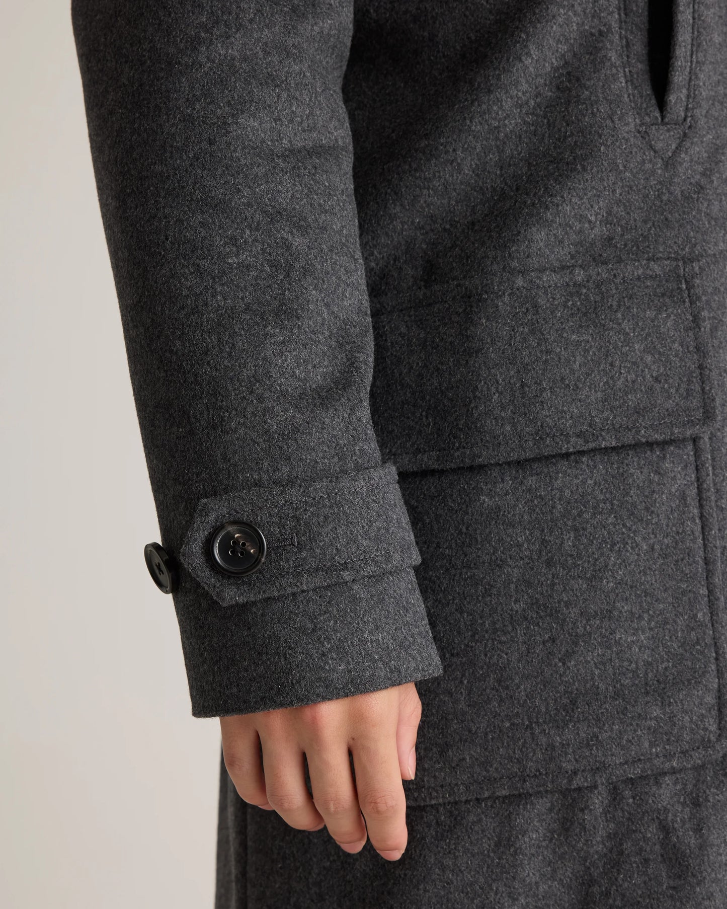 Italian Wool Double-Breasted Officer Topcoat - S / Heather Charcoal