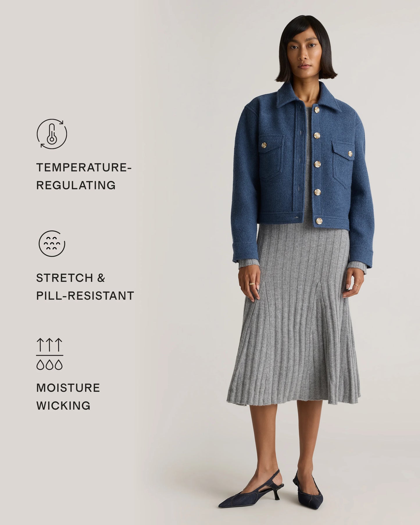 100% Merino Wool Cropped Shirt Jacket - XS / Mulled Wine