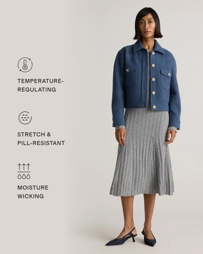 100% Merino Wool Cropped Shirt Jacket - XS / Mulled Wine