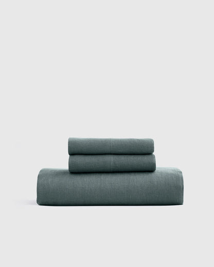European Linen Fitted Sheet Set - Twin / Peach