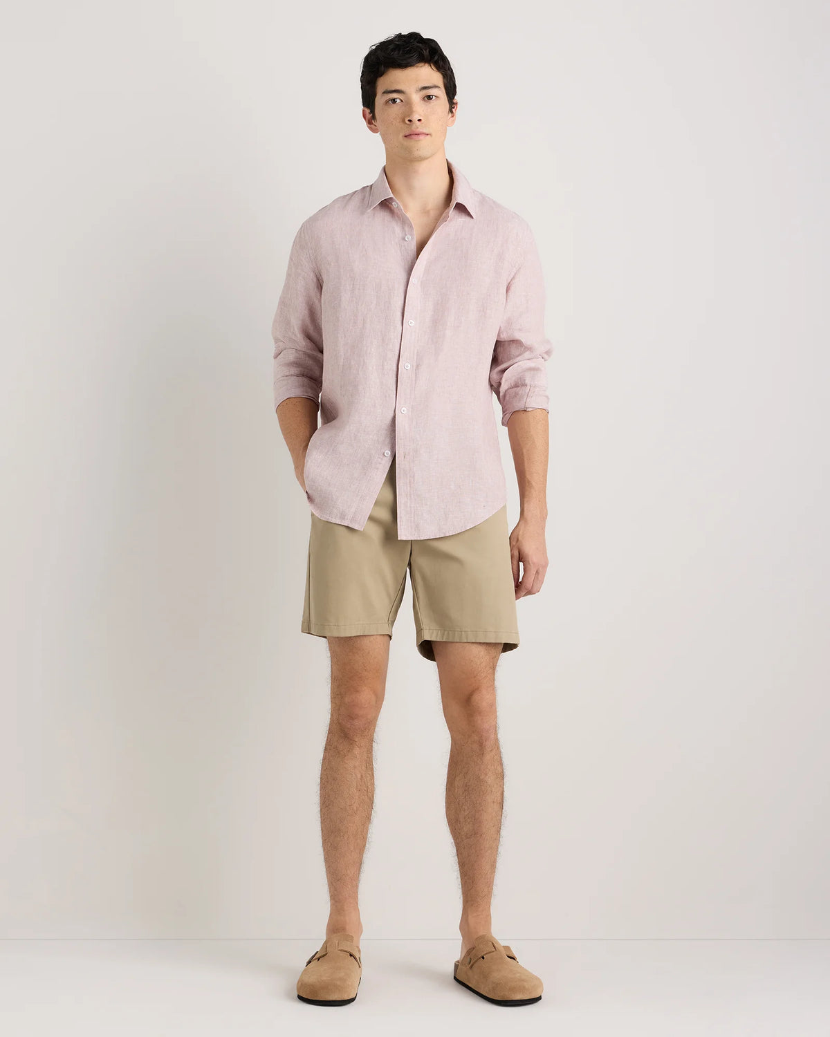 100% European Linen Relaxed Long Sleeve Shirt - XS / Flax