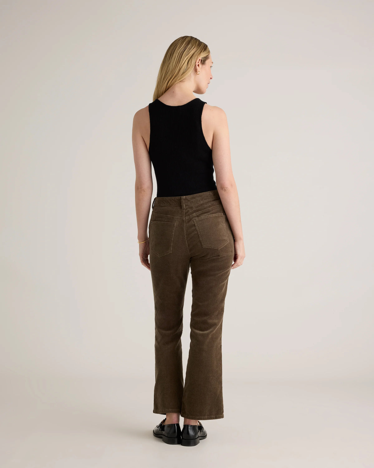 Organic Stretch Corduroy Flare Pants - 0 / Black
