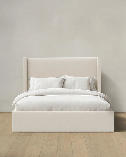 Wingback Bed in Performance Linen Blend - Full / Ivory