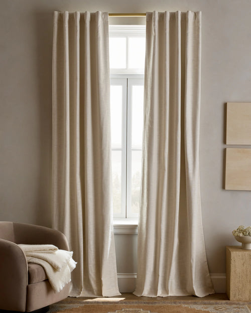 Textured Cotton Room Darkening Curtain - 48x84 / Ivory