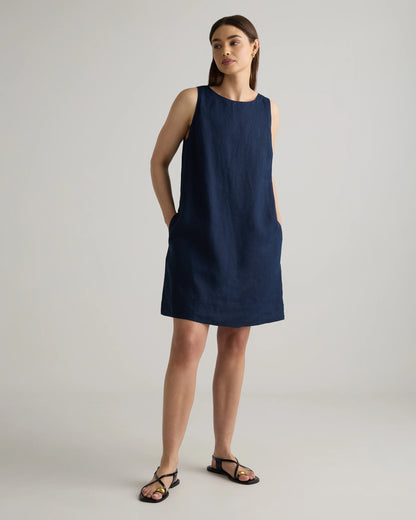 100% European Linen Tank Mini Dress - XS / Martini Olive
