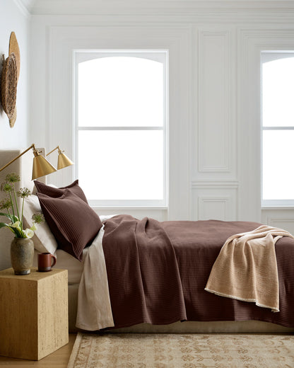 Organic Cotton Matelasse Coverlet Set - Twin / Sand