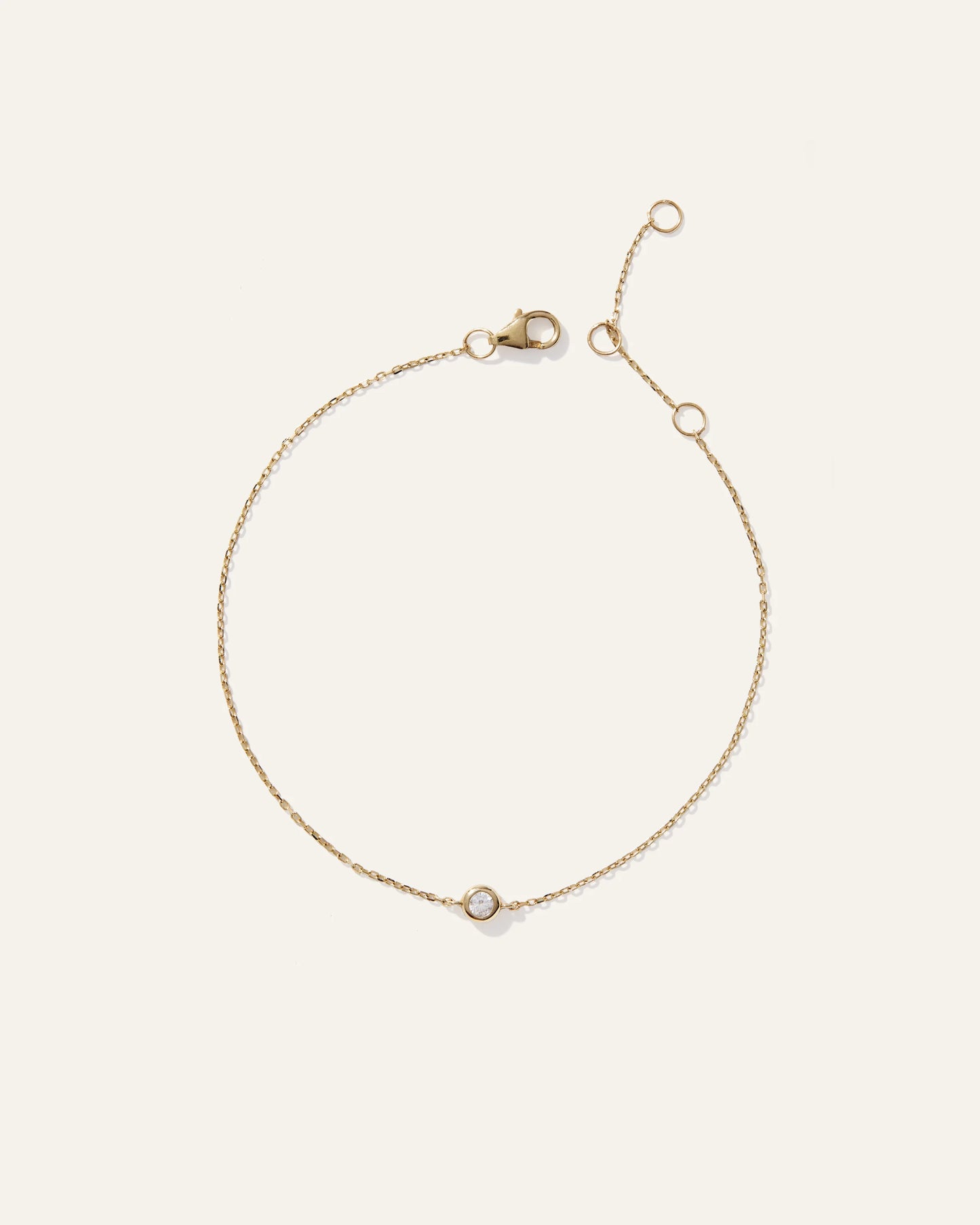 14K Gold Diamond Solitaire Bezel Bracelet - One Size / Yellow Gold