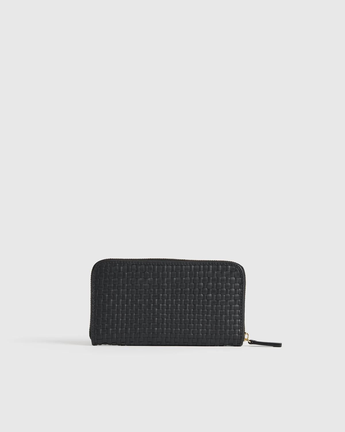 Italian Leather Handwoven Continental Wallet - One Size / Black