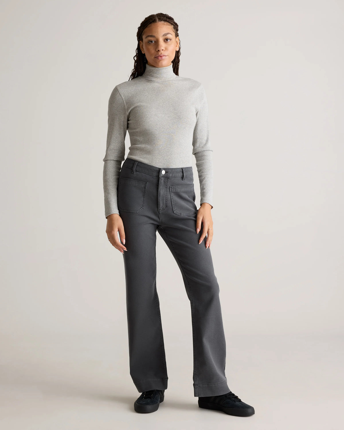 French Terry Wide Leg Pants - 0 / Bayberry Olive