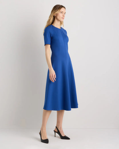 Ultra-Stretch Ponte Short Sleeve Midi Dress - XS / Ruby Red