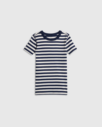 100% Organic Cotton Short Sleeve and Shorts Pajama Set - 2T / Navy Stripe