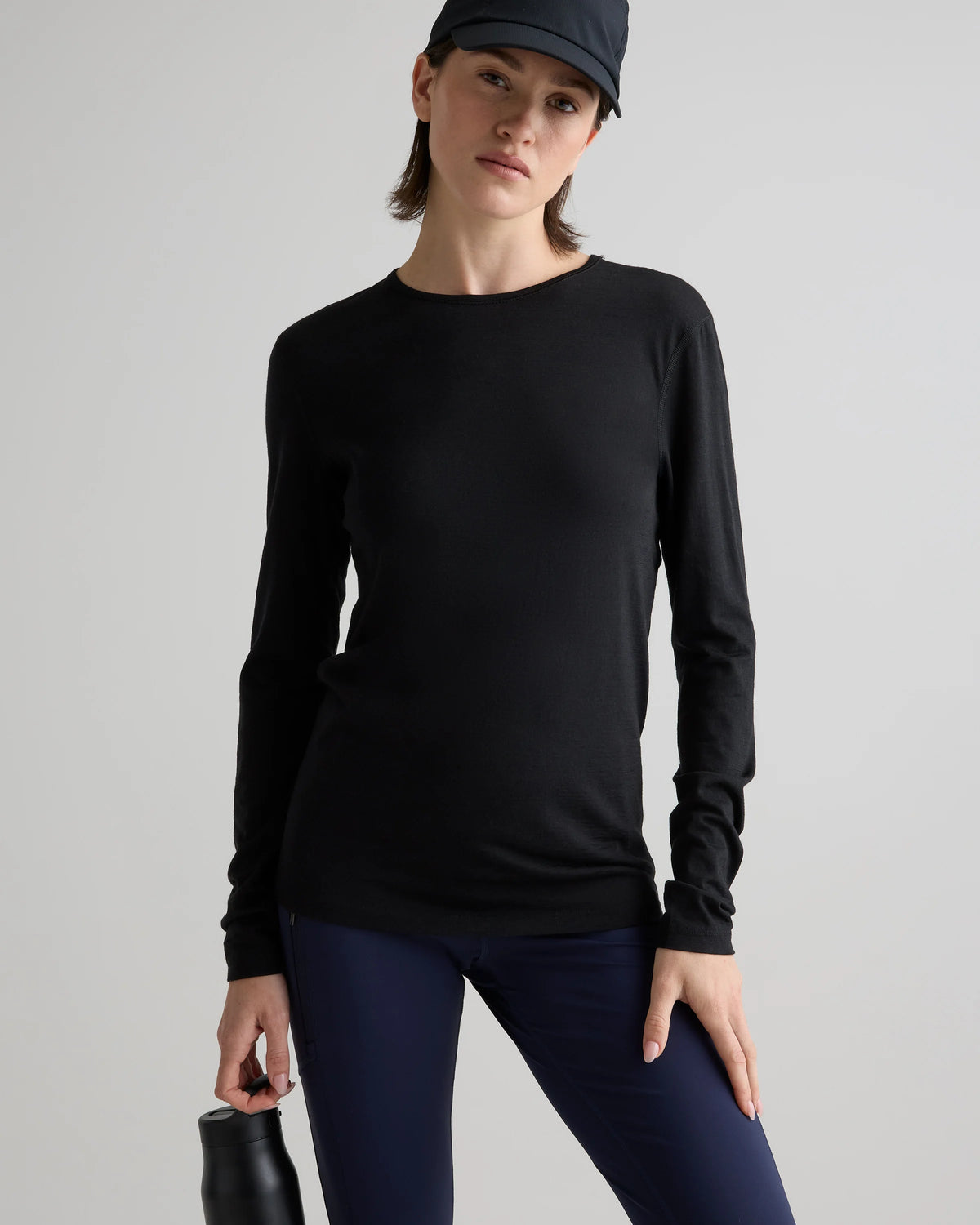 100% Merino Wool All-Season Long Sleeve Base Layer - XS / Black
