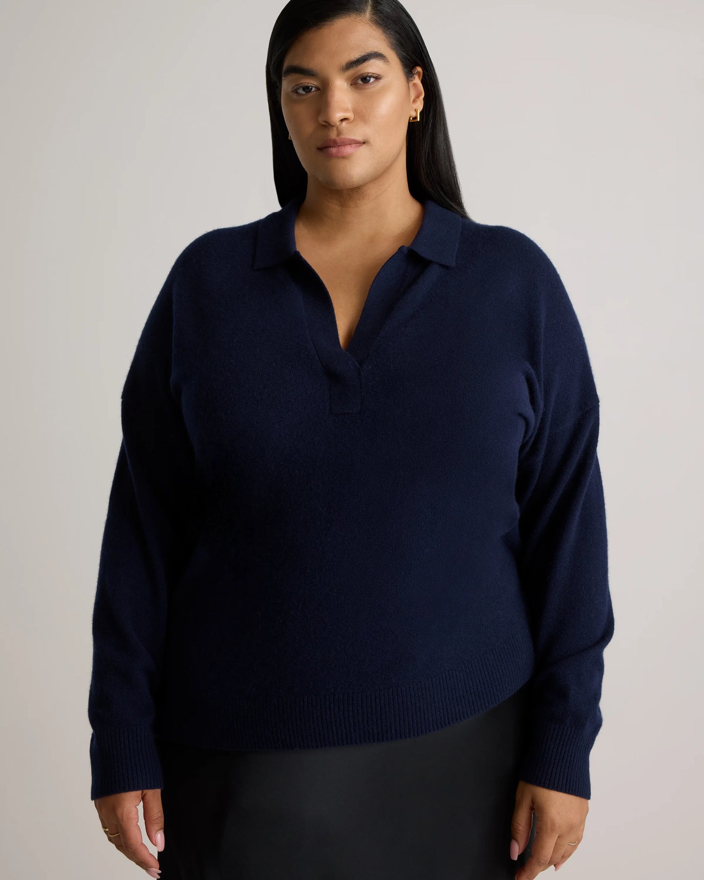 Mongolian Cashmere Polo Sweater - 1X / Ivory