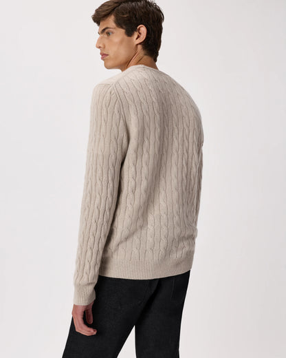 Mongolian Cashmere Classic Cable Crewneck Sweater - S / Teak