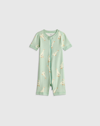 100% Organic Cotton Shortie Onesie Pajama - 2T / Navy Stripe