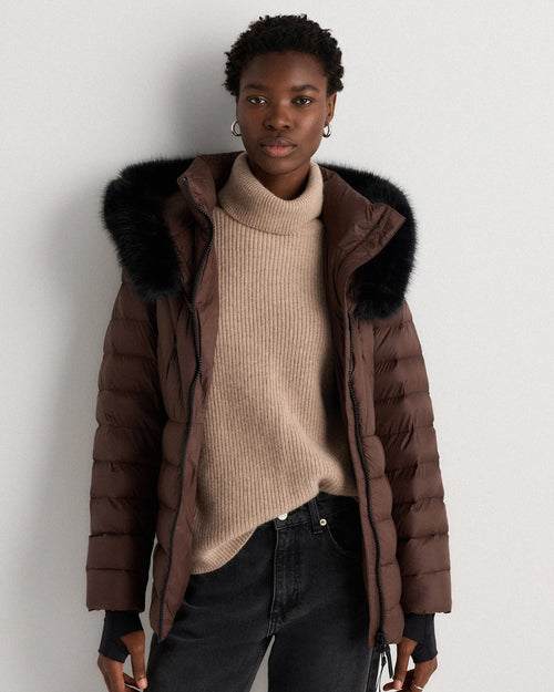 Responsible Down Belted Puffer Coat - XS / Hot Fudge