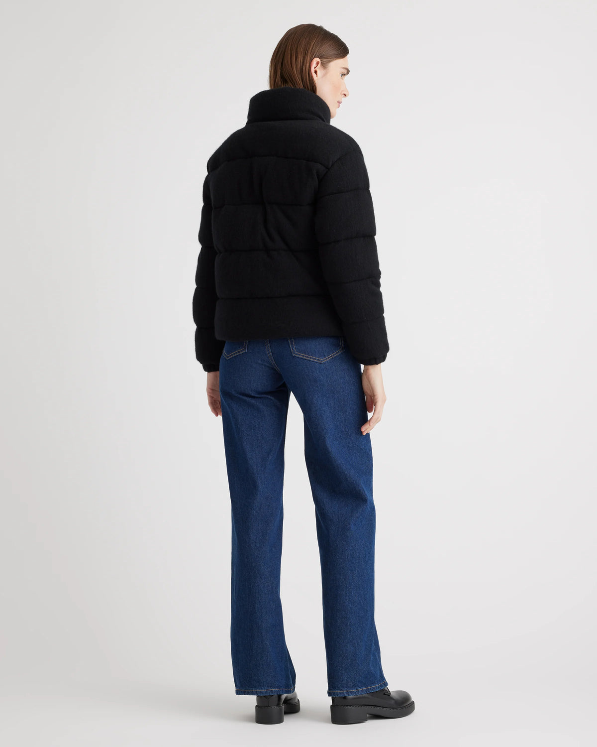 Mongolian Cashmere Puffer Jacket - XS / Brown