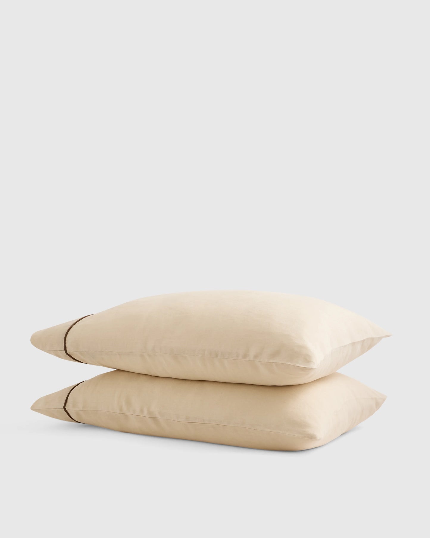European Linen Piped Pillowcase Set - Standard / White/Cherry