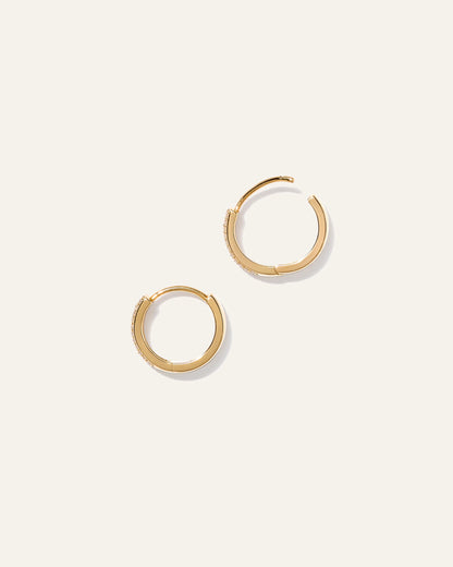 14K Gold Pave Diamond Multi Row Huggies - One Size / Yellow Gold