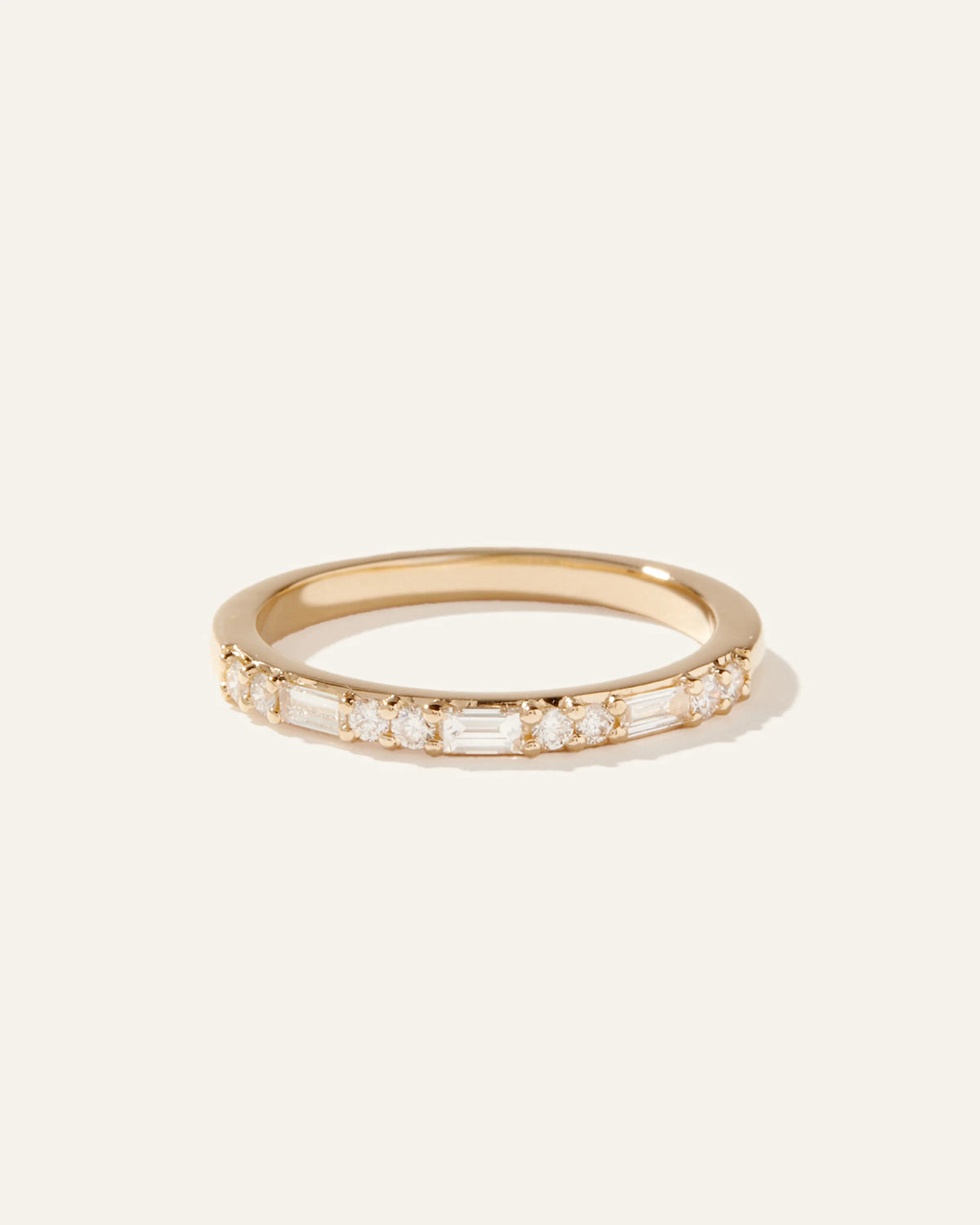 14K Gold Lab Grown Diamond Alternating Baguette & Round Band - 4 / Yellow Gold