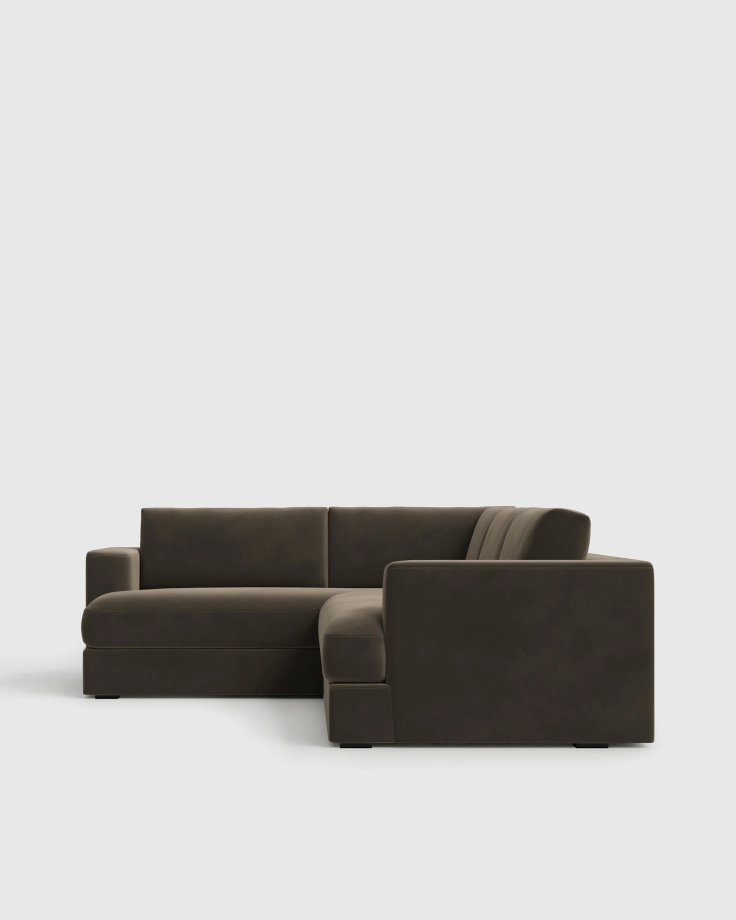 Sierra Curved Arm L Sectional in Performance Velvet - Right Arm / Sable
