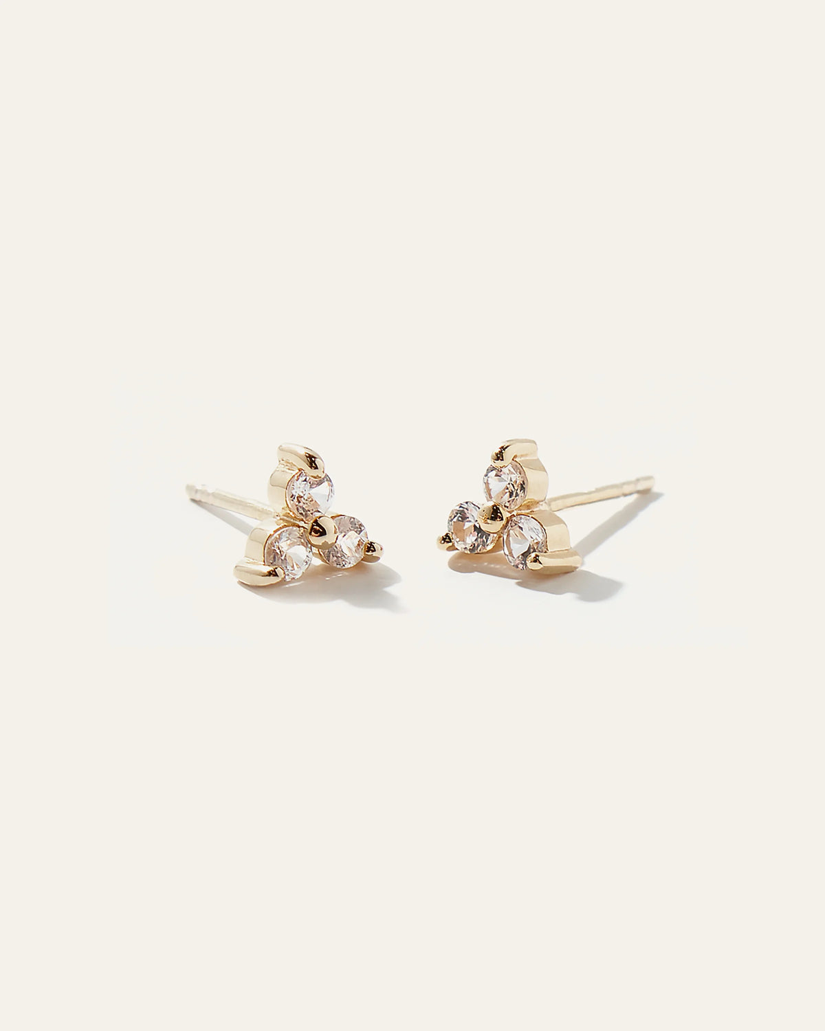 White Sapphire Triad Studs - One Size / Gold Vermeil