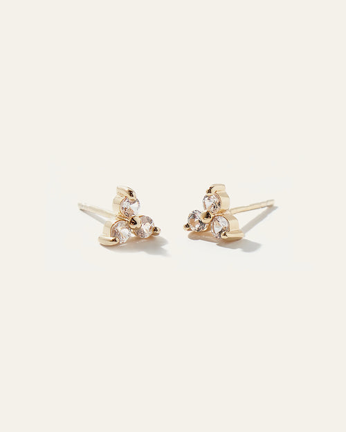 White Sapphire Triad Studs - One Size / Gold Vermeil