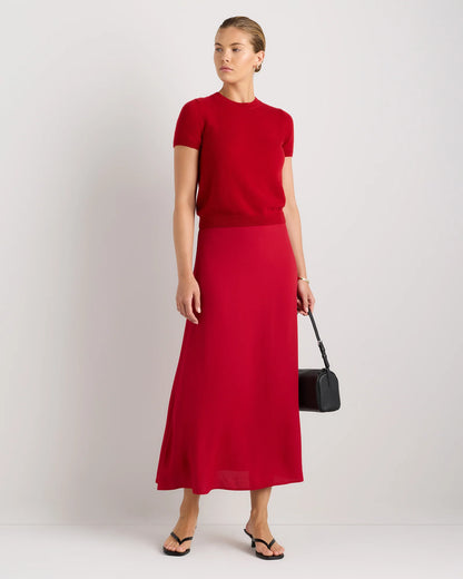 Lightweight Crepe Slip Skirt - XS / Moonstone Blue