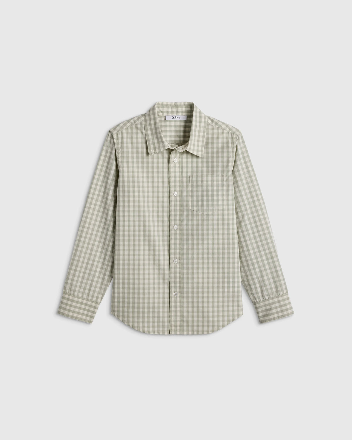 100% Cotton Poplin Printed Long Sleeve Button Down - 2T / Sage Gingham