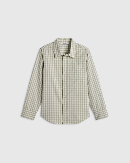 100% Cotton Poplin Printed Long Sleeve Button Down - 2T / Sage Gingham