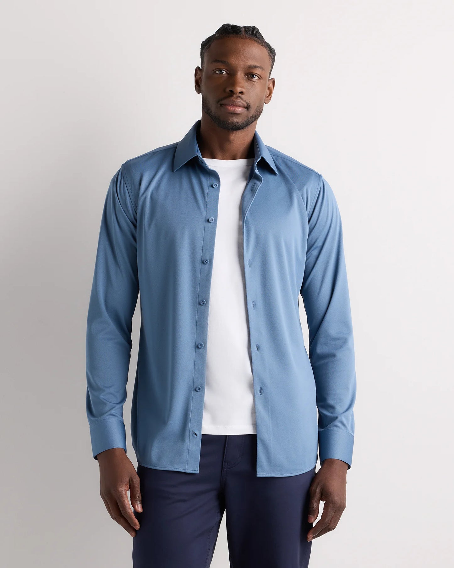 Commuter Stretch Pique Long Sleeve Button Down - XS / Dark Coal