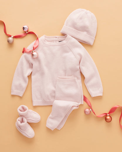 Washable Cashmere Beanie & Bootie Set - 0-6M / Heather Grey