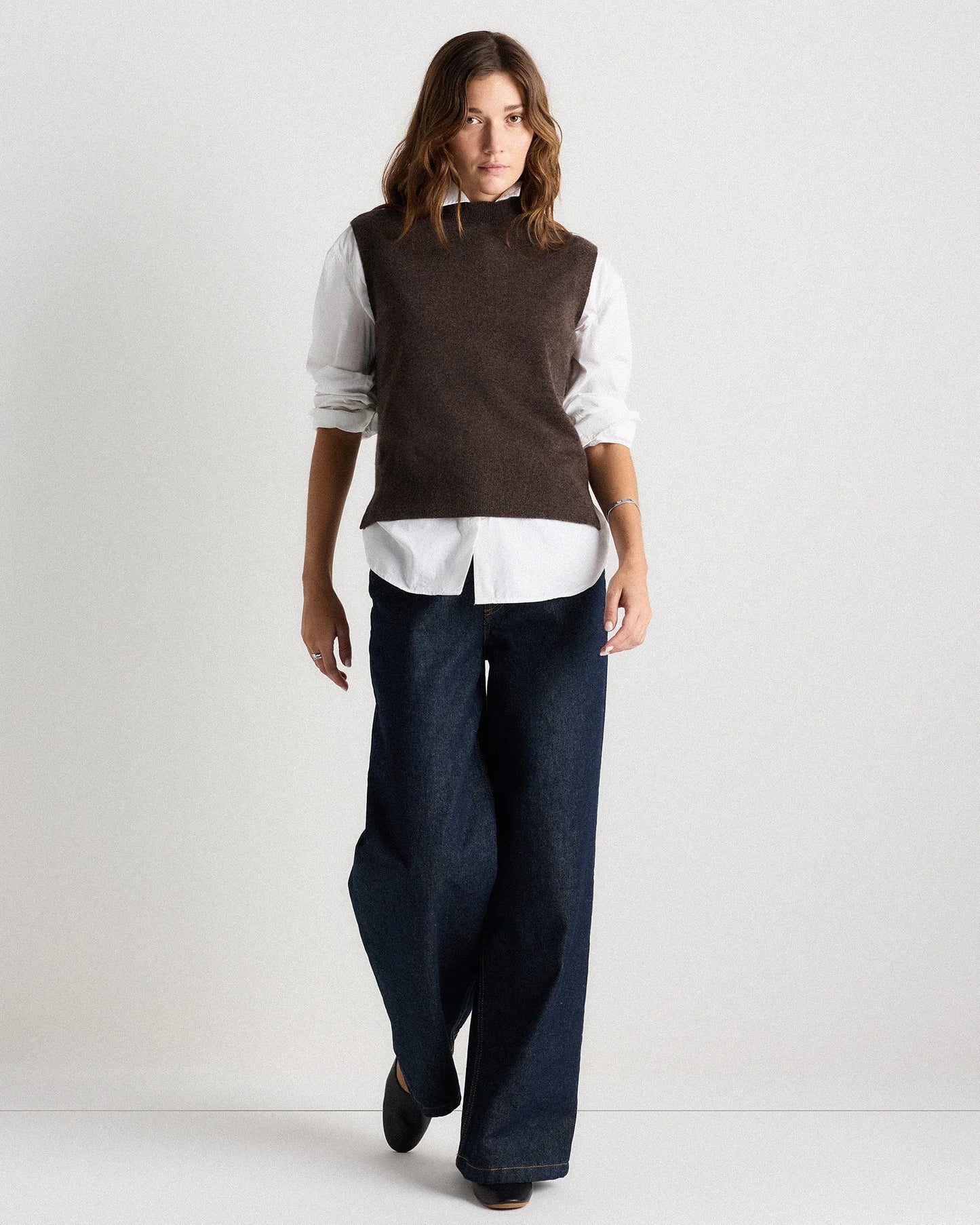 Mongolian Cashmere Mock Neck Sweater Vest - XS / Oatmeal