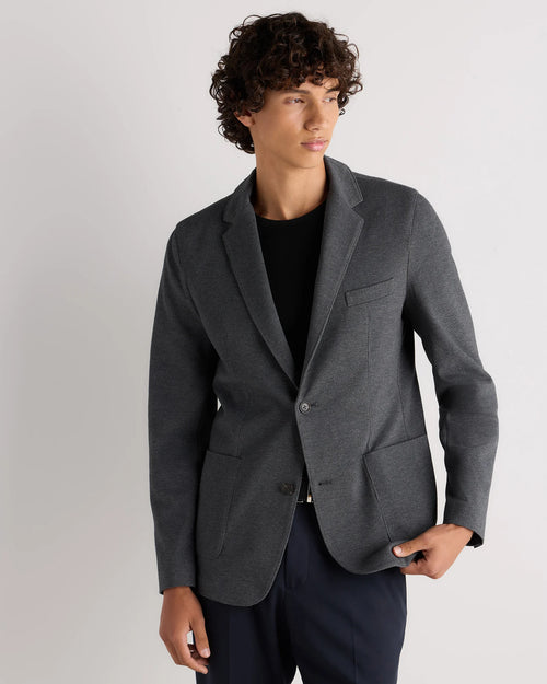Cotton Pique Knit Blazer - XS / Heather Charcoal