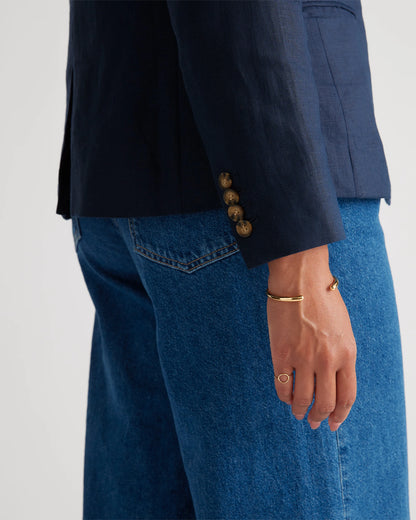 100% European Linen Structured Blazer - XS / French Blue