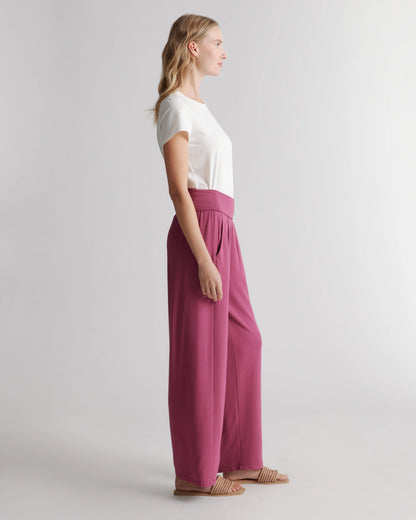 French Terry Modal Wide Leg Pants - XS / Rose