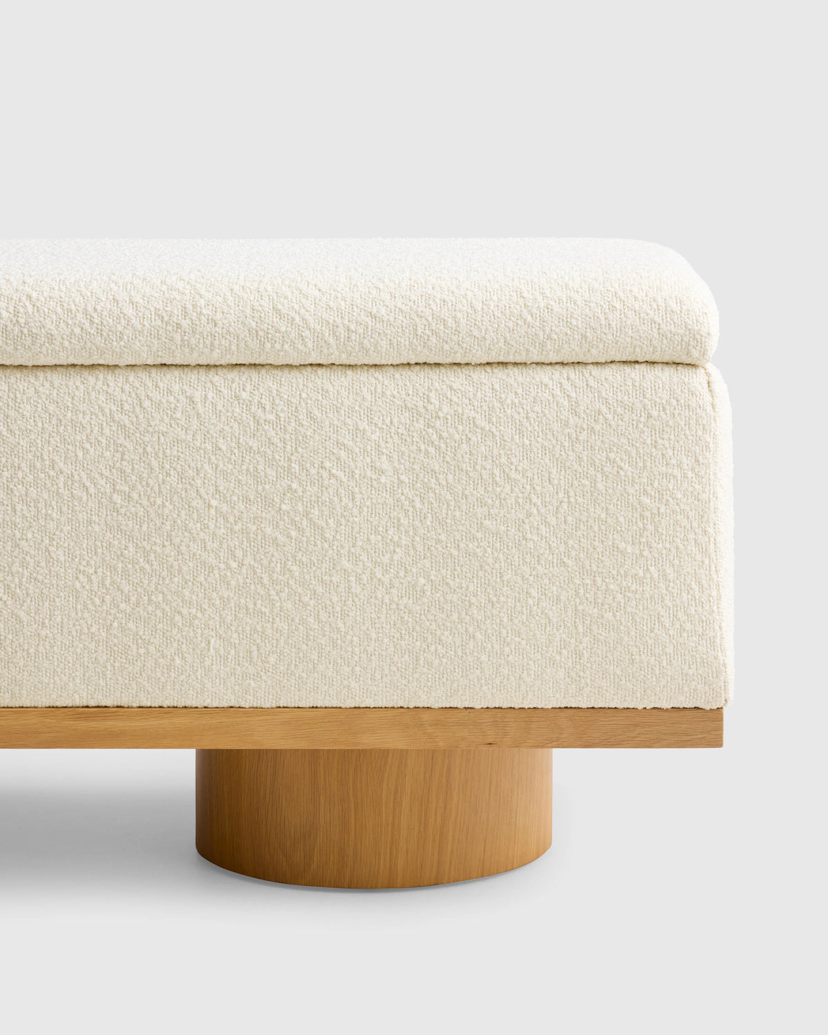 Oak and Performance Boucle Storage Bench - One Size / Ivory