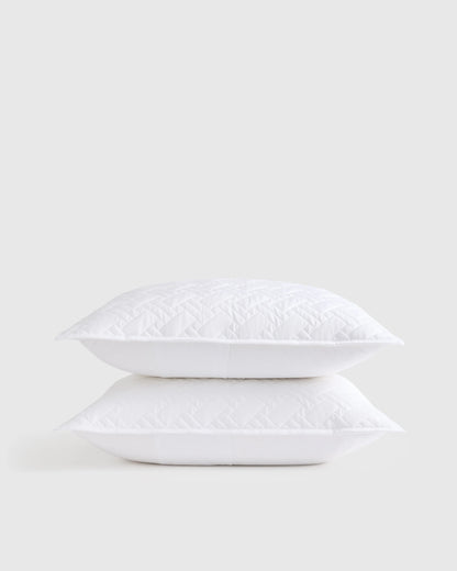 Organic Cotton Basketweave Quilted Sham Set - Standard / Mineral