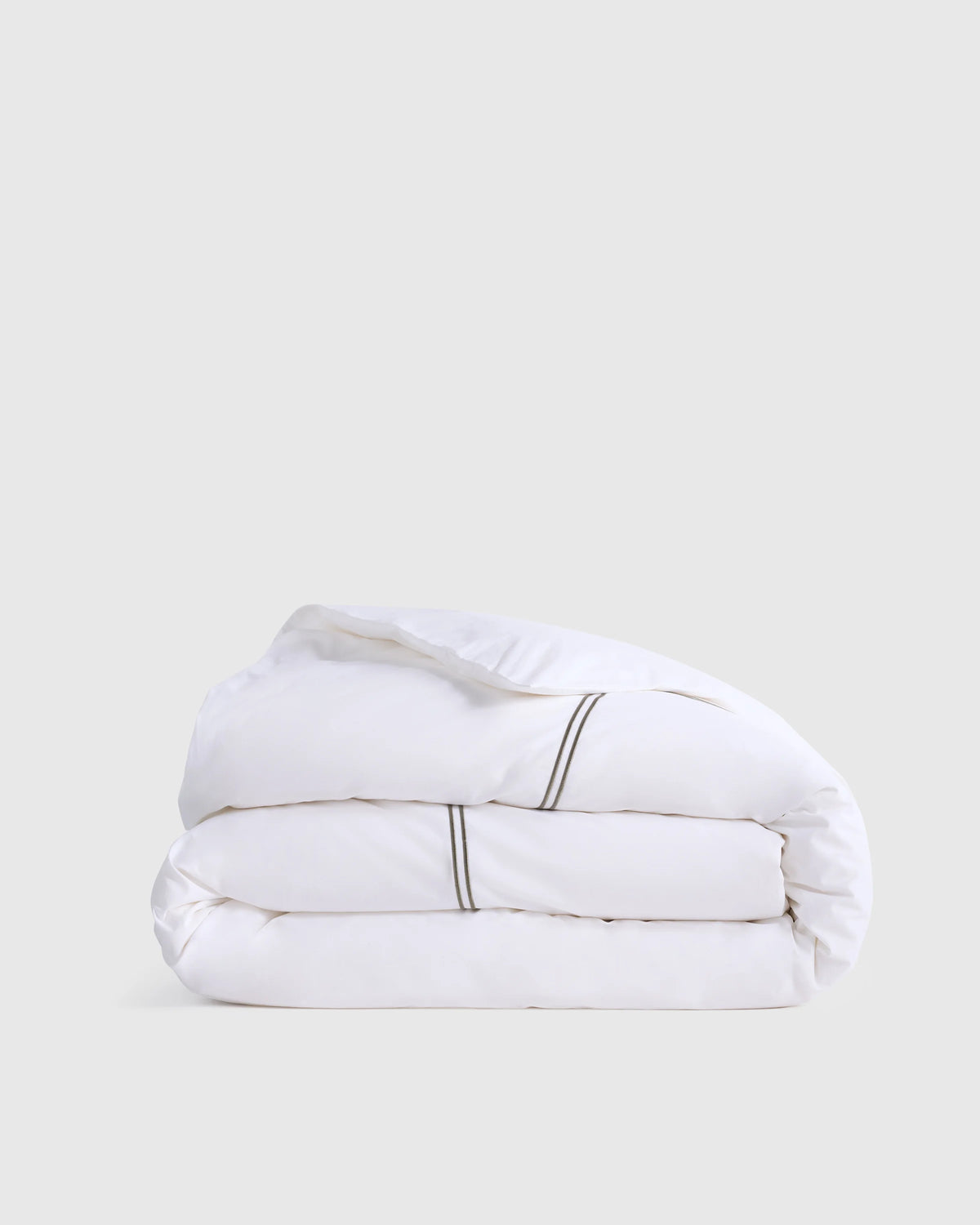 Organic Crisp Percale Embellished Duvet Cover - Twin / White/Navy