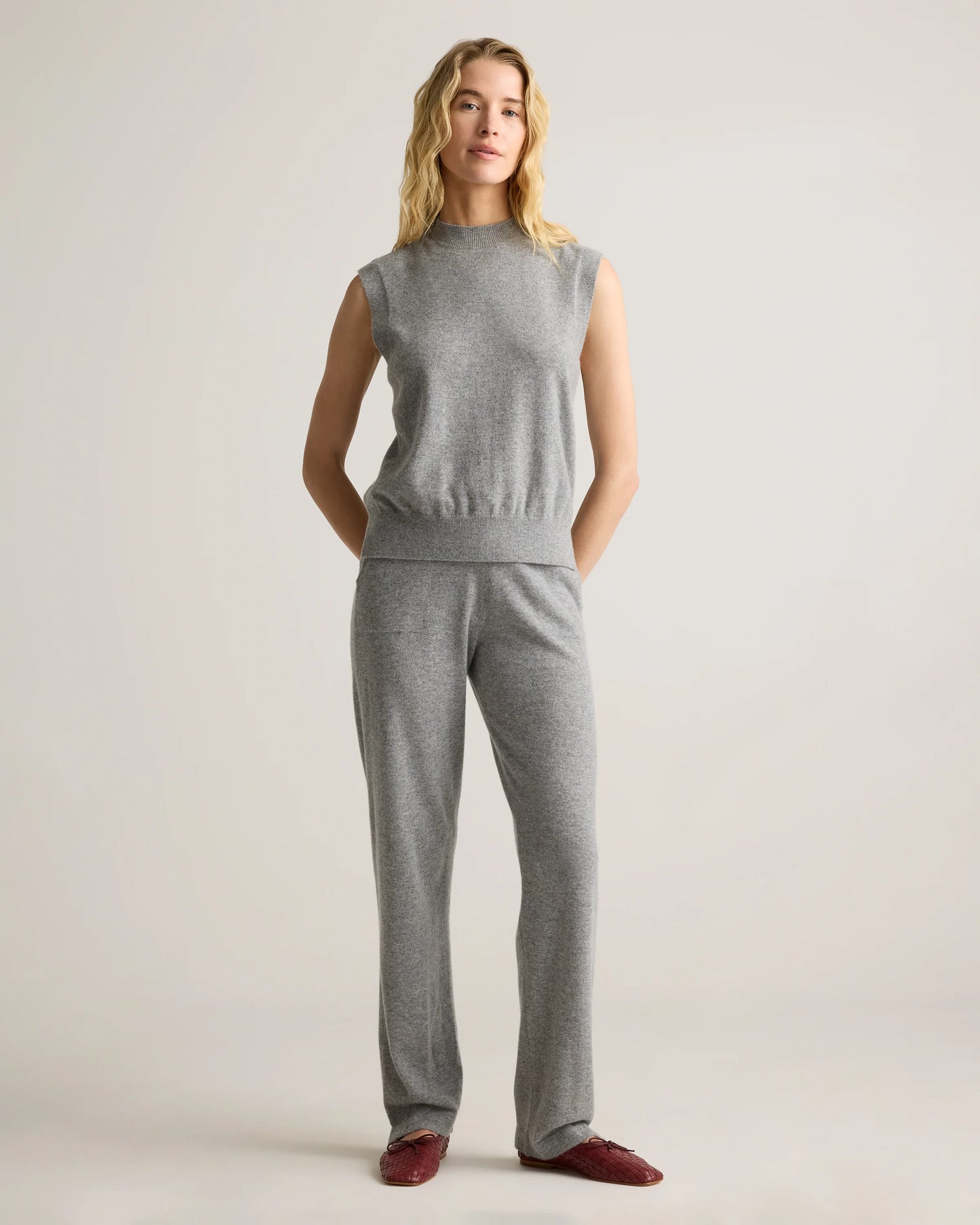 Mongolian Cashmere Mock Neck Sweater Vest - XS / Oatmeal