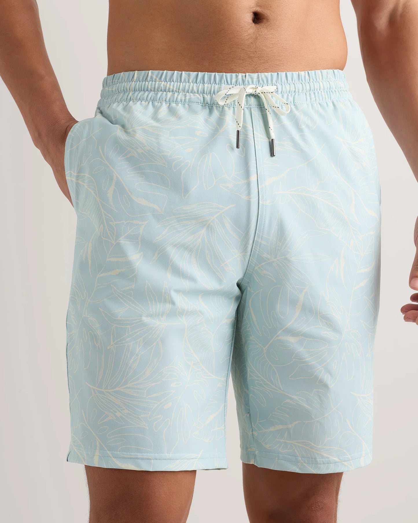 Italian Swim Trunks - 9" - S / Navy Palms