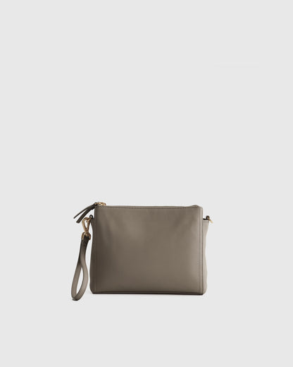 Italian Leather Triple Compartment Crossbody - One Size / Black