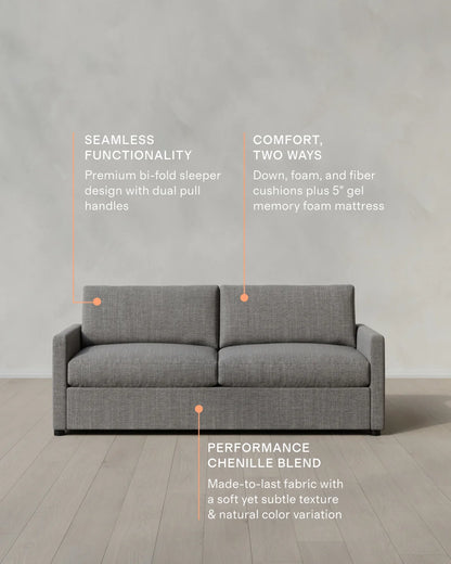 Brennan Sleeper Sofa in Performance Chenille Linen Blend - Queen / Snow