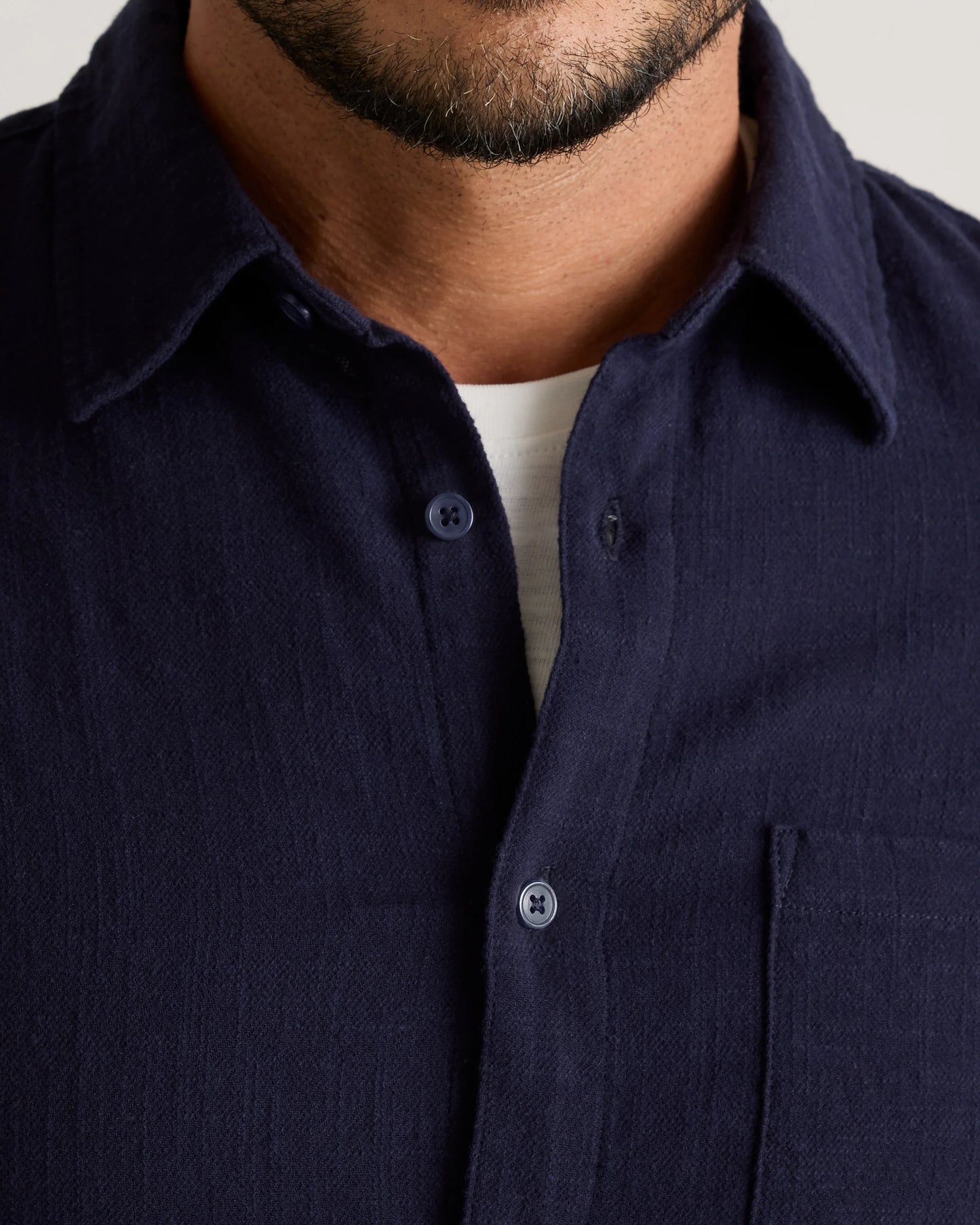 Organic Cotton Stretch Selvage Shirt - S / Mini Blue Stripe