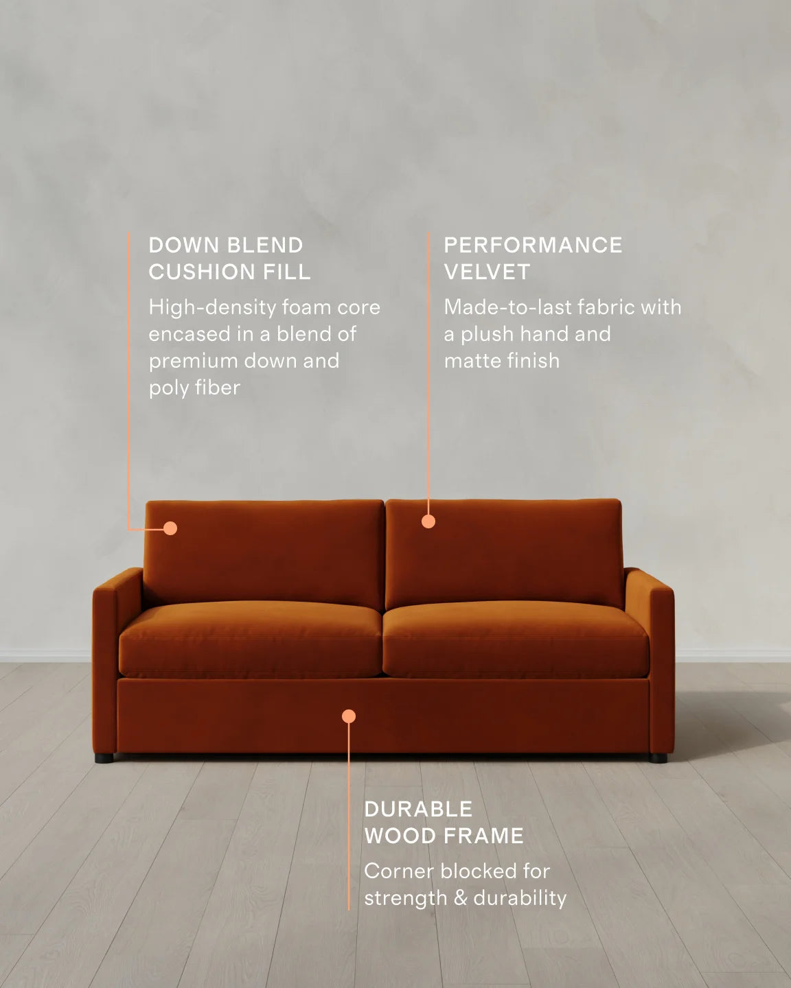 Brennan Sofa in Performance Velvet - 7ft / Taupe