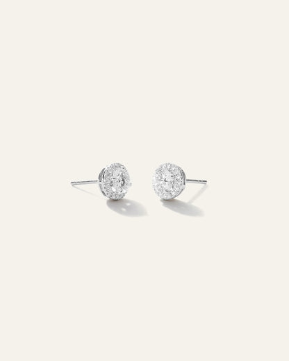 14K Gold Lab Grown Diamond Halo Studs - 1ctw - One Size / White Gold
