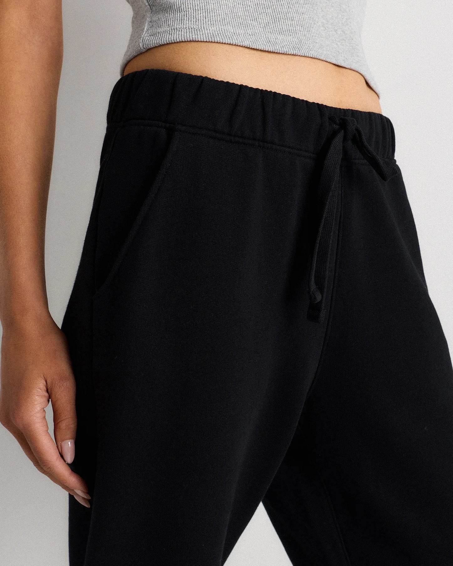 Organic French Terry Cropped Wide Leg Pants - XS / Ruby Red